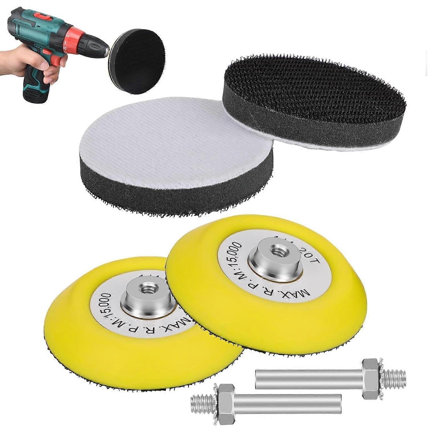 2PCS 3 Inch(75mm) Polishing Buffing Pad,Hook and Loop Sanding Backing Pad with 1/4 inches Shank Dril