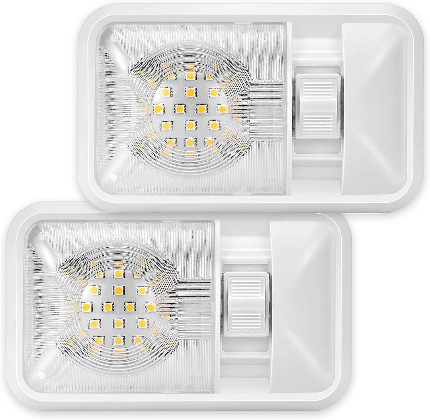 12V LED RV Ceiling Light 800LM RV Interior Light for Camper Trailer with Switch, Single Dome (Set of 2, Natural White 4000-4500K)