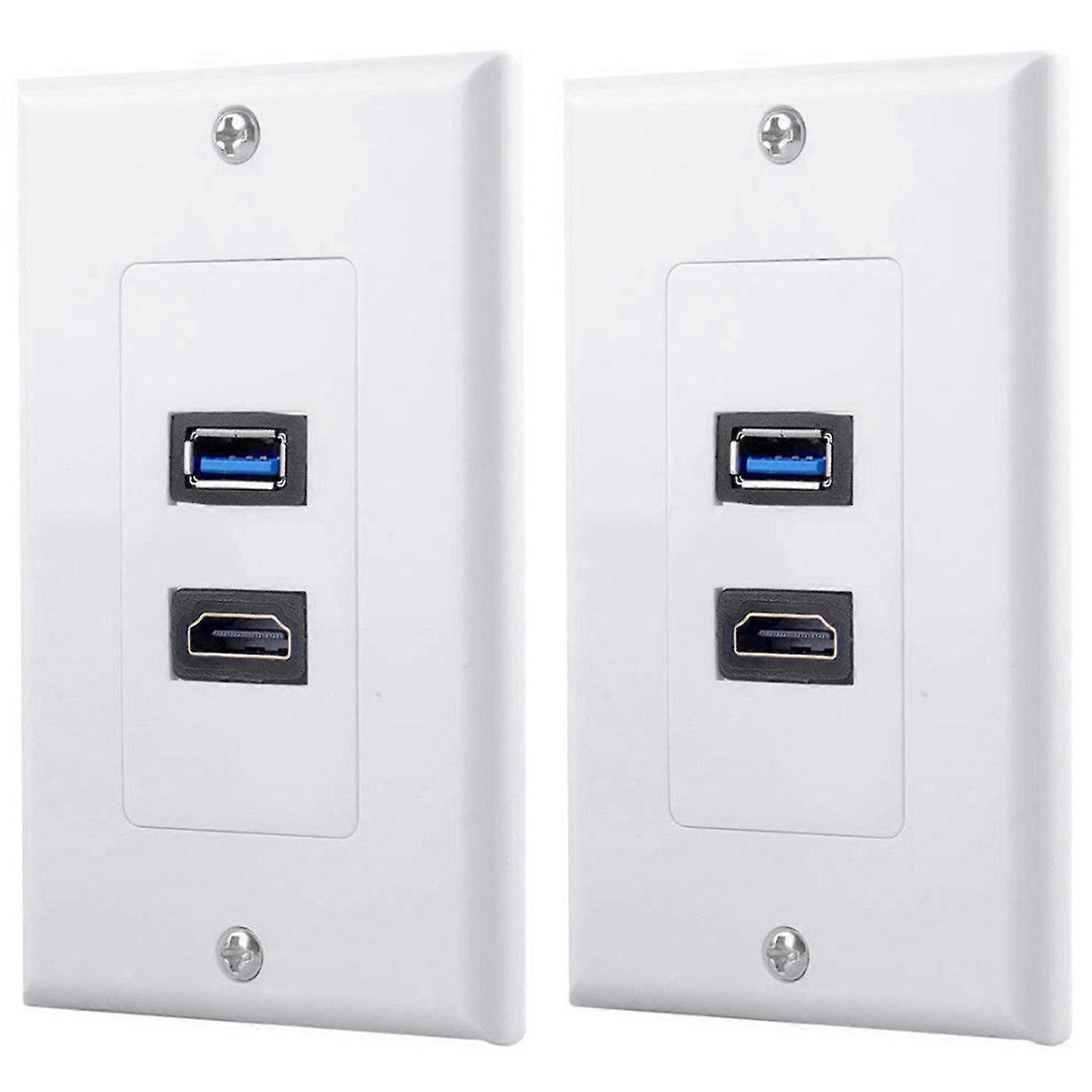 2x 2port +usb 3.0 Female Wall Face Plate Panel Outlet Socket Extender White