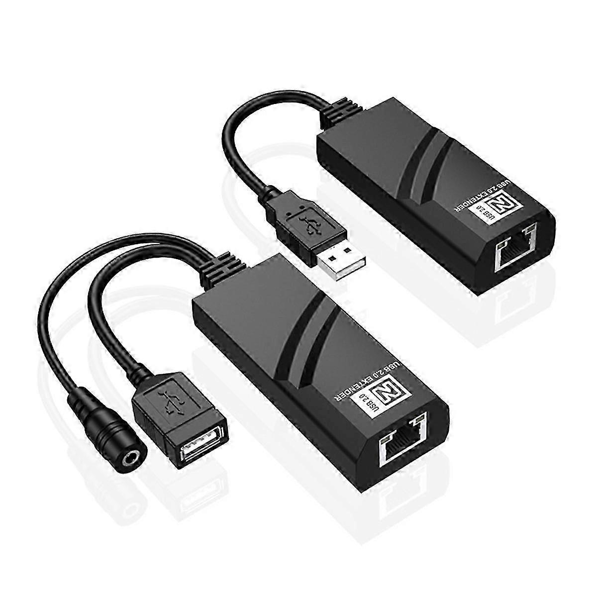 USB 2.0 Extender over Cat5 Cat5E Cat6 Ethernet Cable Transfer Up to 100M RJ45 Receiver with DC5V/2A