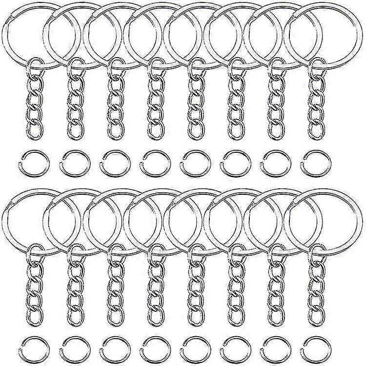 50pcs Keyring Blanks Split With Link Chain And Jumps Rings Metal Key Rings