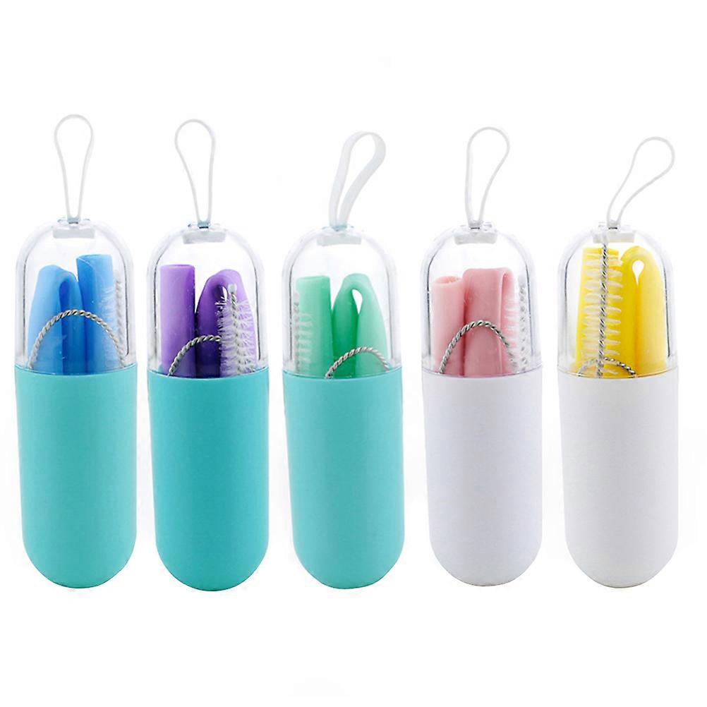 5 Sets Foldable Straw Reusable Rubber Straws Straws Collapsible Reusable Straws Case Drinking Straws Bulk