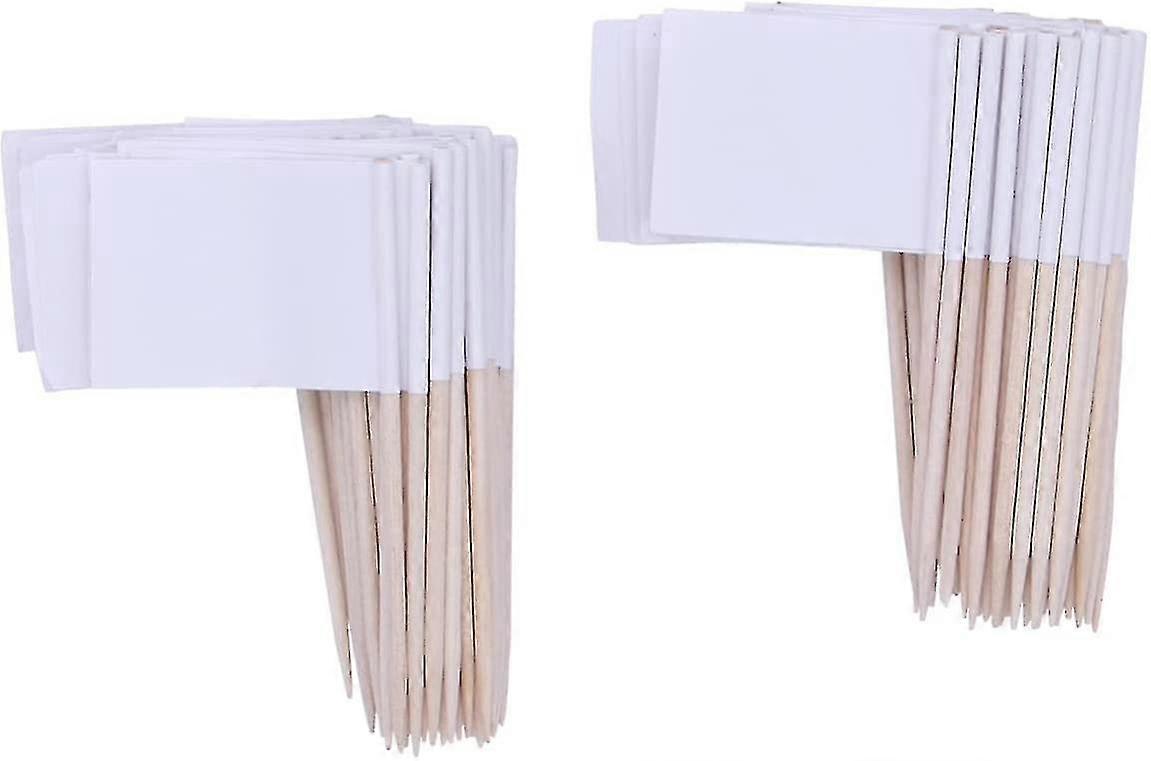 Blank Toothpick Flags Flags White Flags Labeling Marking Decoration Cocktail Sticks Pulls Dinner (100Pcs)