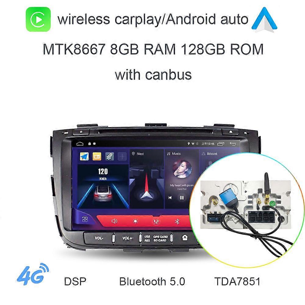 720P 8" IPS DSP 2 din Android 12.0 8 Core 8GB RAM 128GB car radio GPS Car DVD Player autoradio For kia SORENTO 2013 2014 PX6