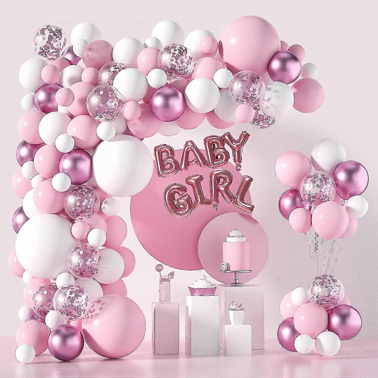 Pink And White Balloon Arch Garland Kit-121 Pcs 5+12+18 Inch White Pink  Baby Girl Balloons For Baby Girl Shower Decorations Birthday Engagement  Party