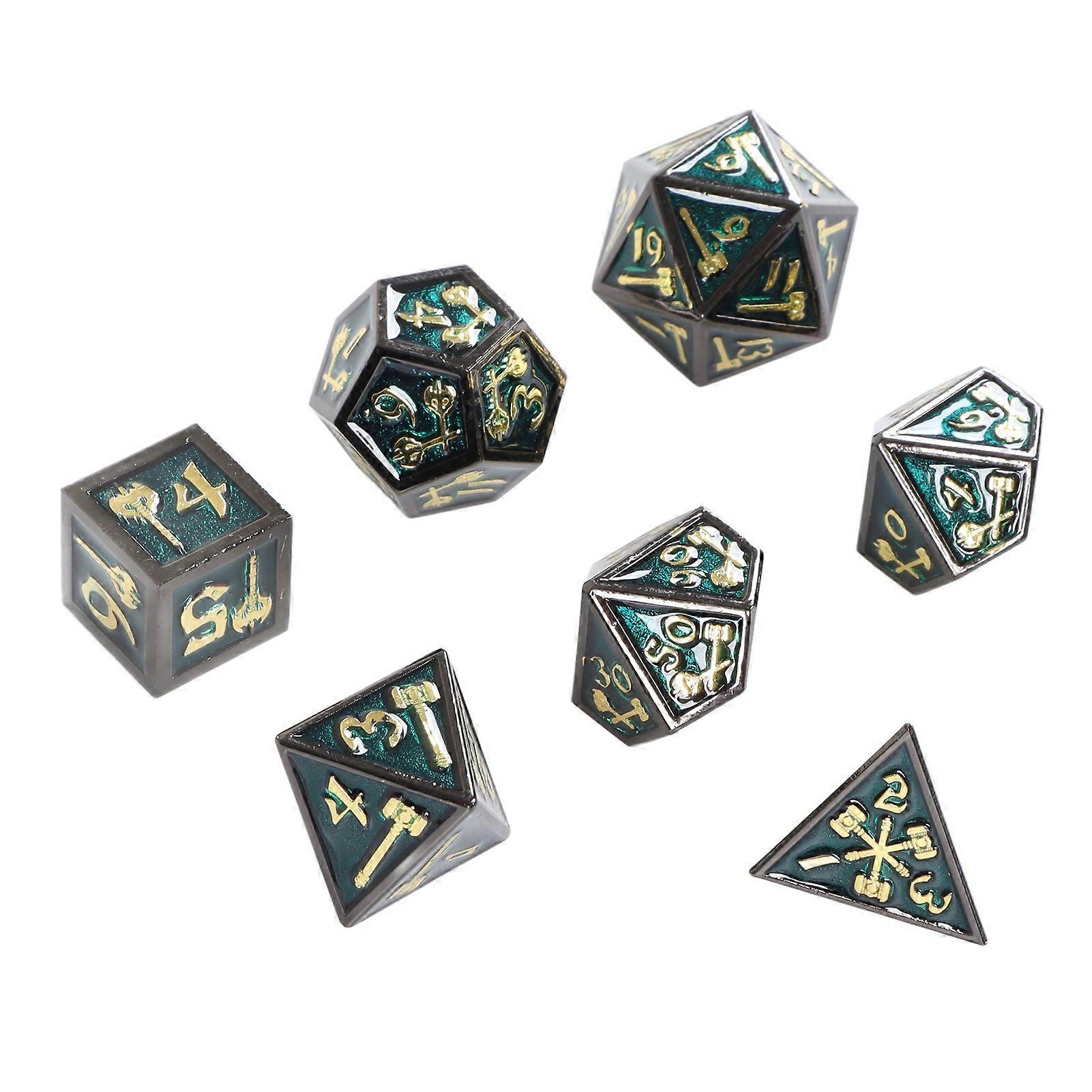 7Pcs Metal Dice Polyhedral RPG επιτραπέζιο δώρο αξεσουάρ παιχνιδιών με αριθμούς για πάνω από 14 ετών