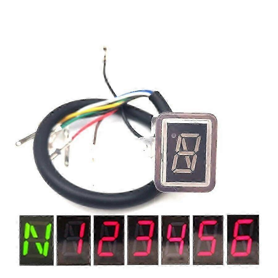 Universal Motorcycle Gear Indicator 6 Speed N-6 Digital Red LED Display Shift Lever Sensor Waterproof