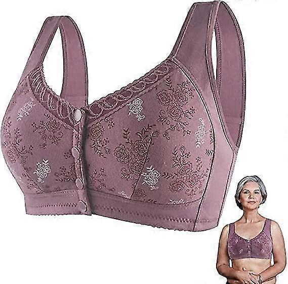 2023 NY Wm Stylist BH För Seniorer Frontstängning, glamorette Bomull Front Closure BH, breda axelband Bomull Front Closure BH