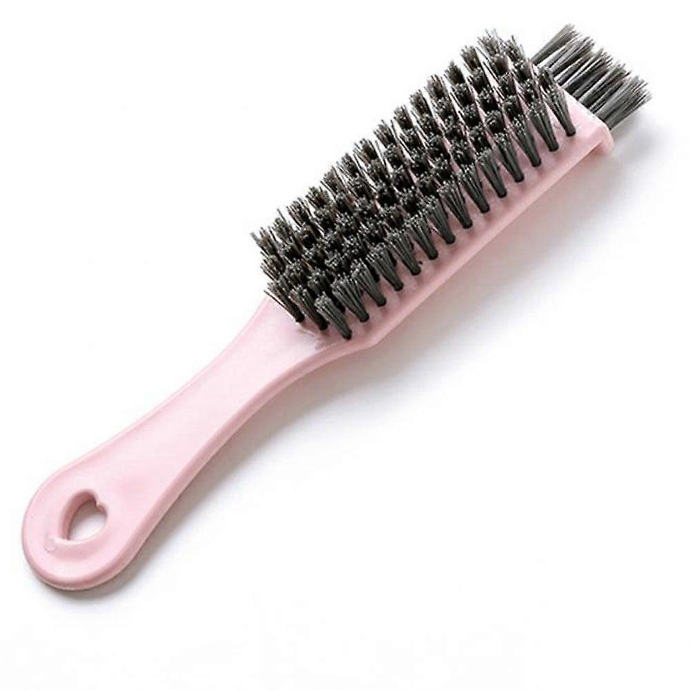 Plastic Shoe Brush Multi-functional Shoes Polishing Cleaning Tool with Long Handle(Pink)