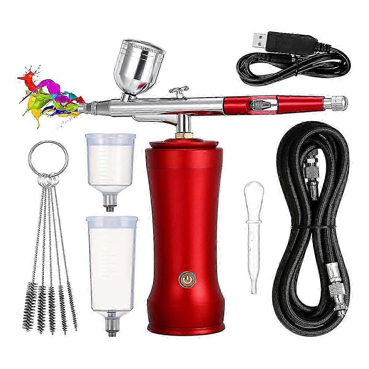Airbrush Kit With Compressor,30psi Cordless Airbrushgun Kit With Air Hose Rechargeable Handheld Air