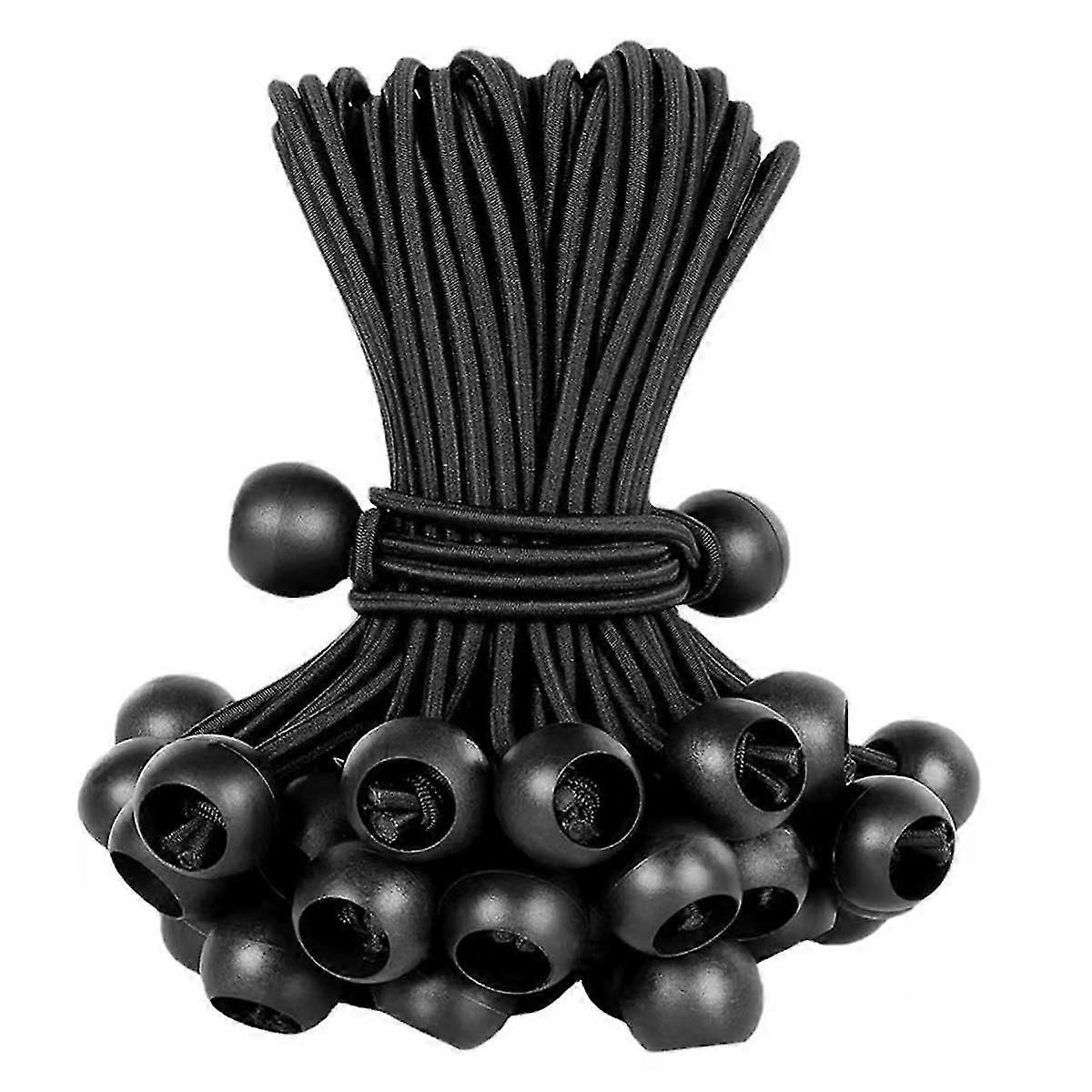 حبل بنجي الكرة السوداء ، سلك بنجي خارجي شديد التحمل مع كرة ، كرة بنجي مرتبطة بقماش القنب للمأوى ، التخييم ، البضائع ، 60 قطعة