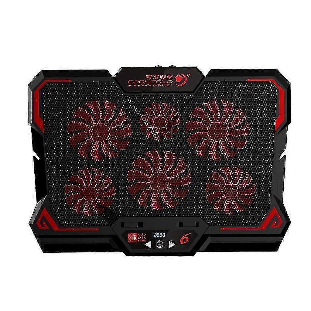 17 Inch Gaming Laptop Cooler Height Adjustable 6 Fan Led Screen Switches Adjust 2 Usb Port Notebook Computer Cooling Pad