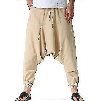 Herren Hippie Harem Hosen Baggy Leinen Boho Yoga Casual Drop Crotch Hose A-Good