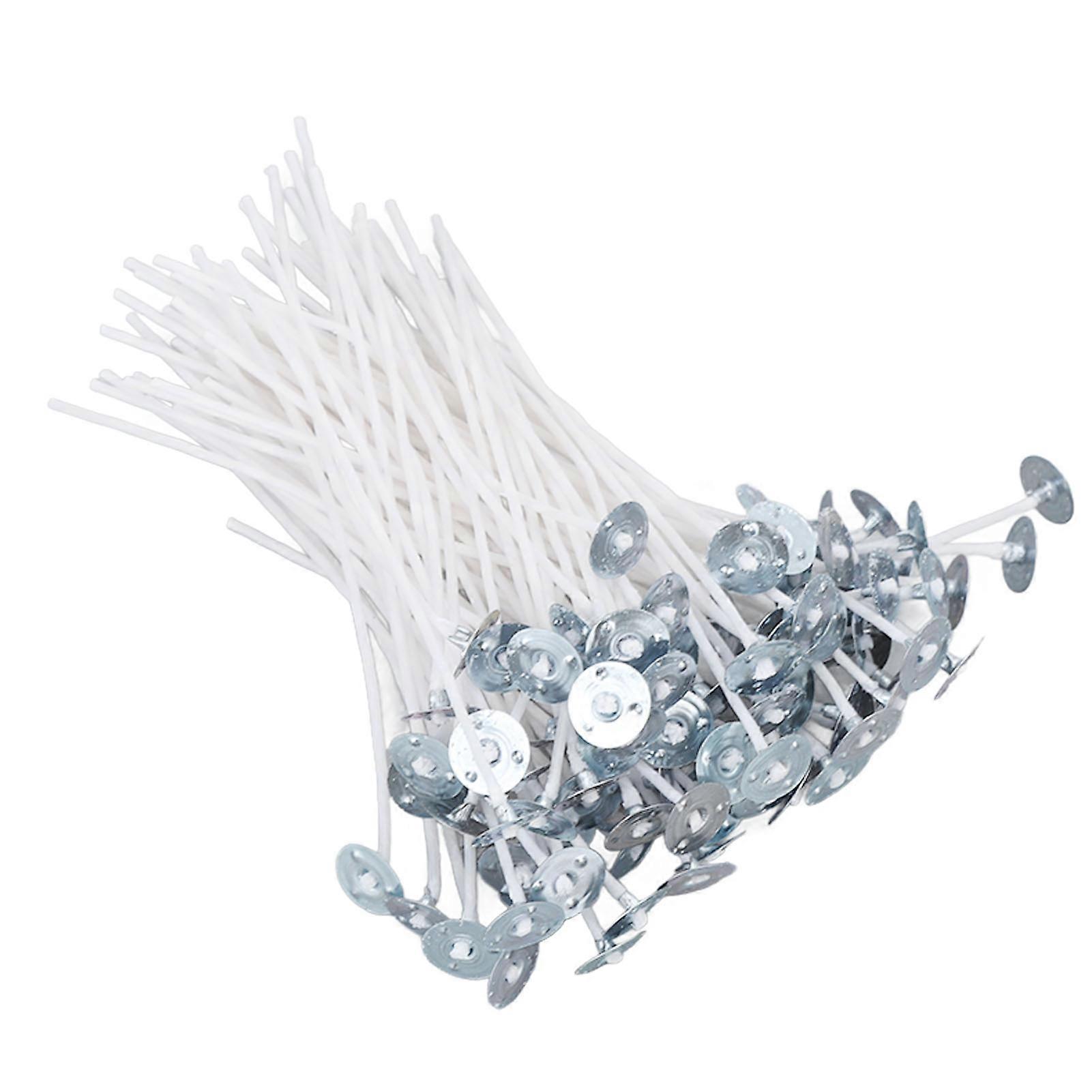 100 قطعة 12 سنتيمتر شمعة الفتيل الأساسية قبل المشمع المعدن الحافظ علامة التبويب الأبيض لصنع الشموع DIY الحرف اليدوية