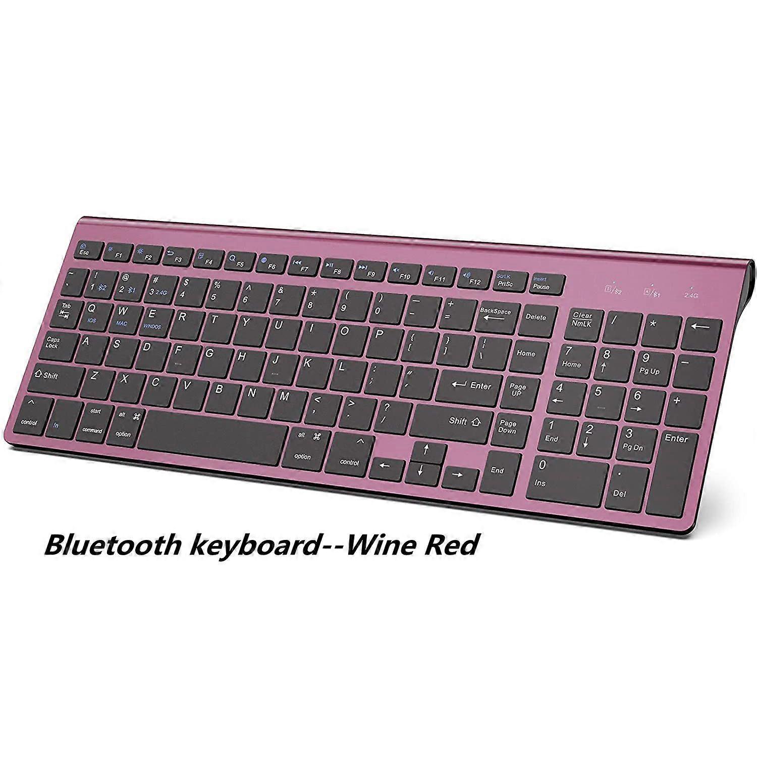 Wireless Bluetooth Keyboard, 2.4 GHz Connection Technology, Ergonomic Design, Suitable For PC Computers (Pink--Blue--Silver)