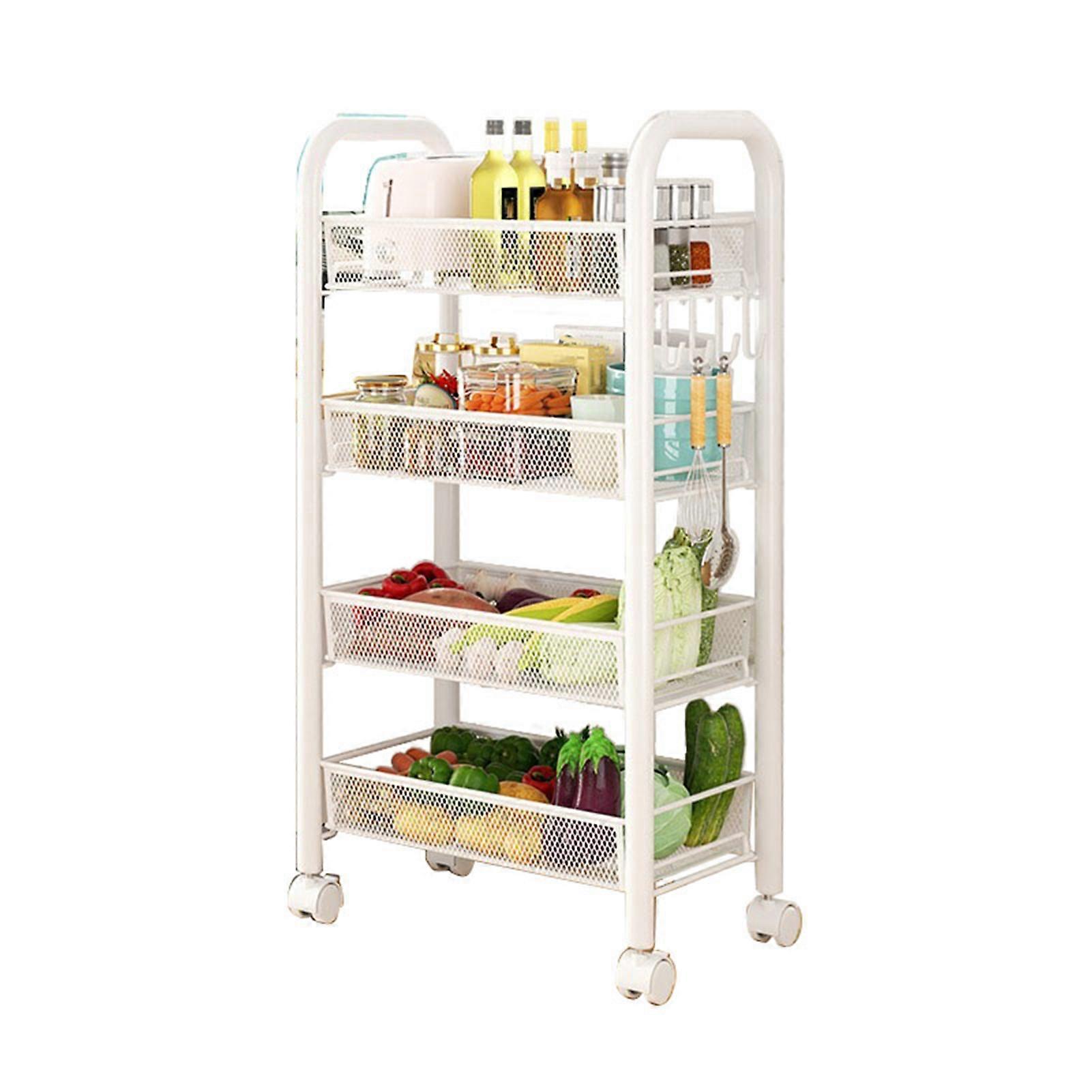 Rolling Cart Layered Storage Multi Functional Movable Snack Vegetable Baskets Kitchen Shelves