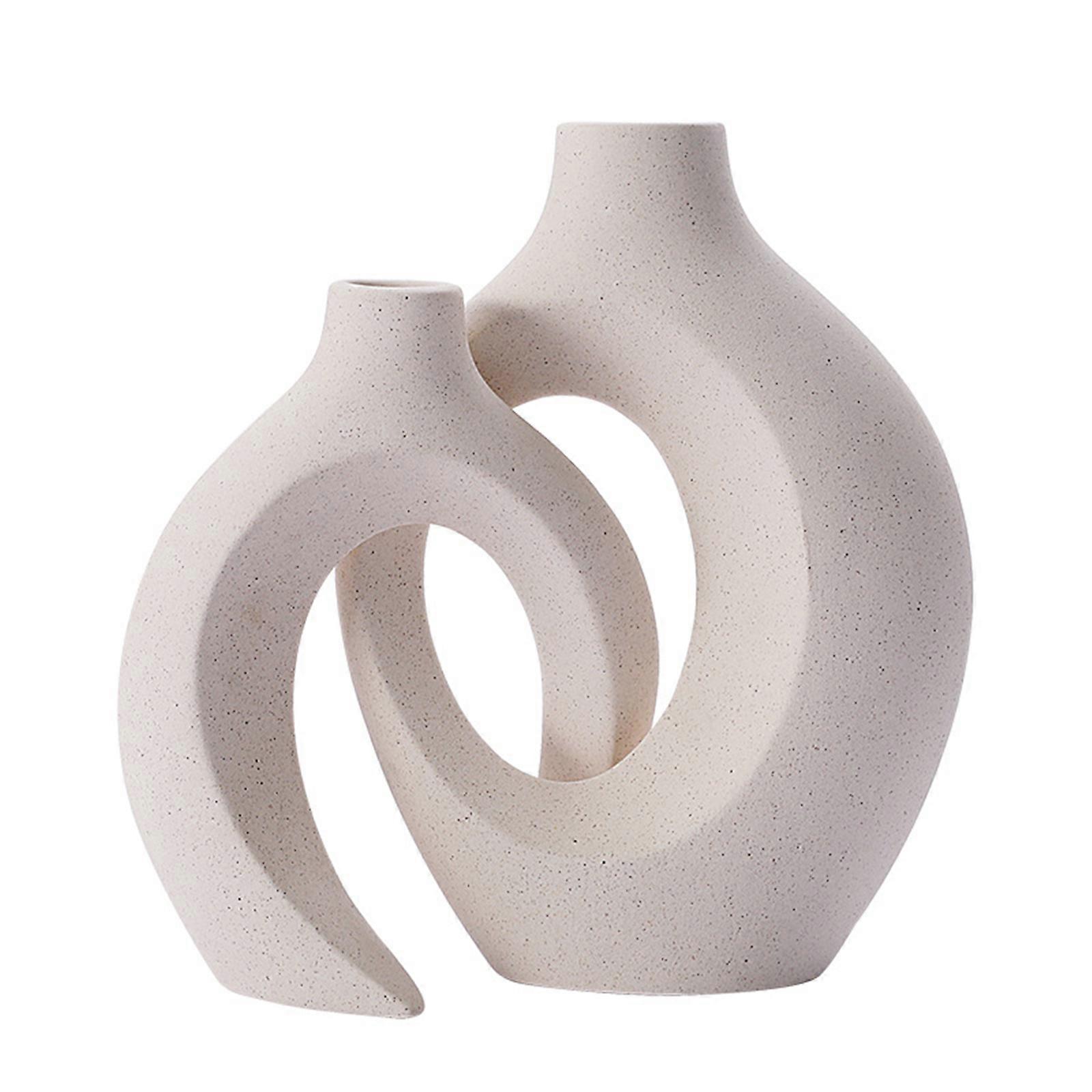 Ensemble de 2 vases à fleurs en céramique Artistical Nordic Hollow Donut