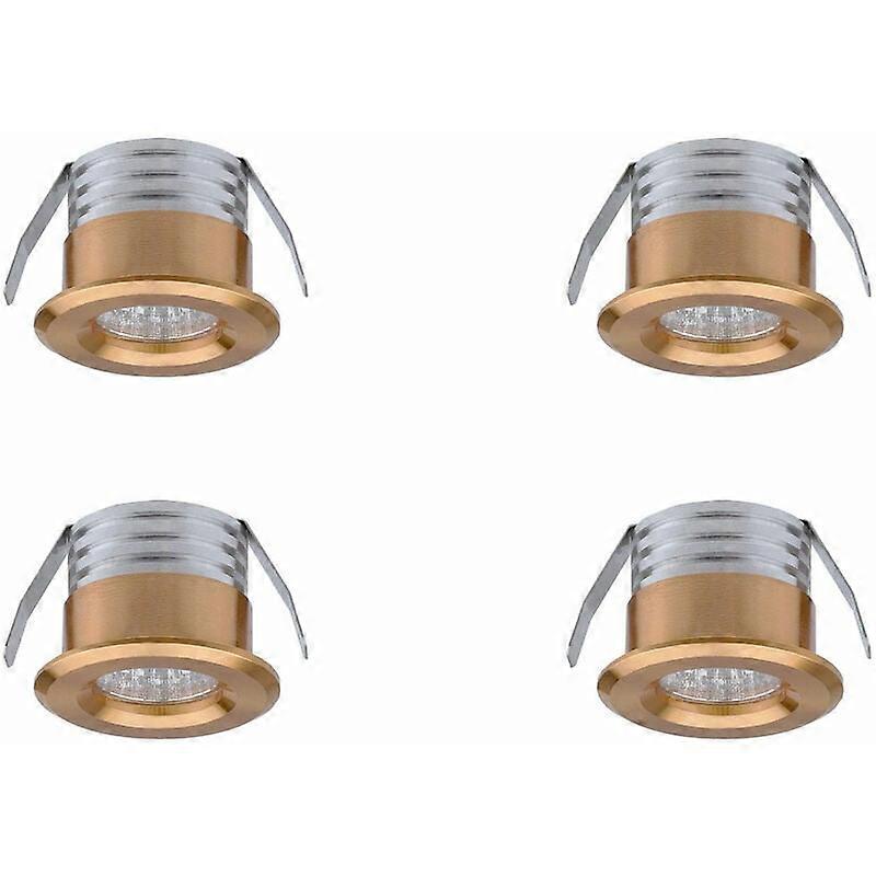 Set of 4 Mini LED Recessed Spots, 3W, Neutral Light, Gold Trim