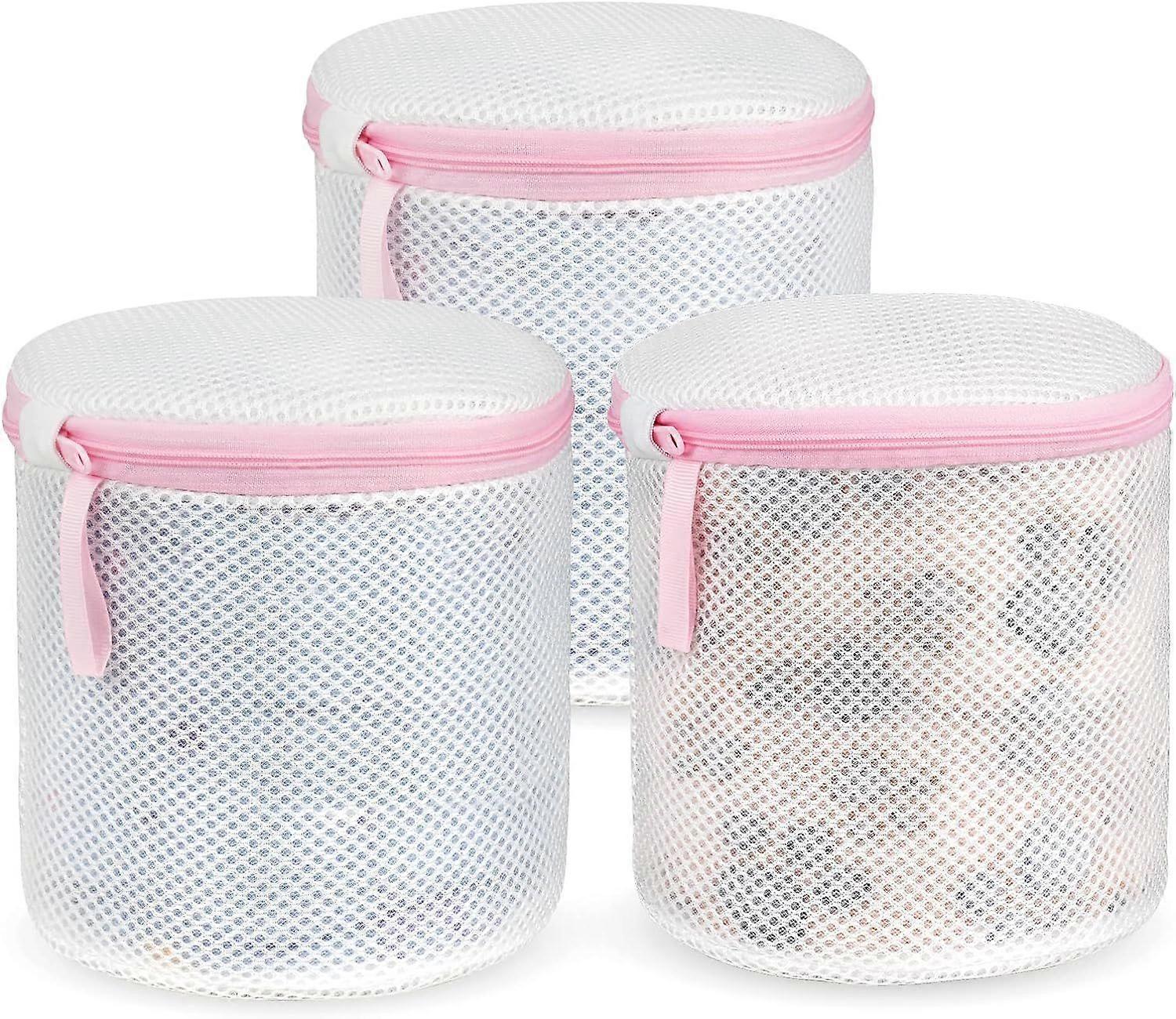 Washing Machine Net, 3PCS Cylindrical Laundry Bag with Zipper for Machine Washing, Reusable Washing Nets for Blouse, Stockings, Underwear, Bra, Linger