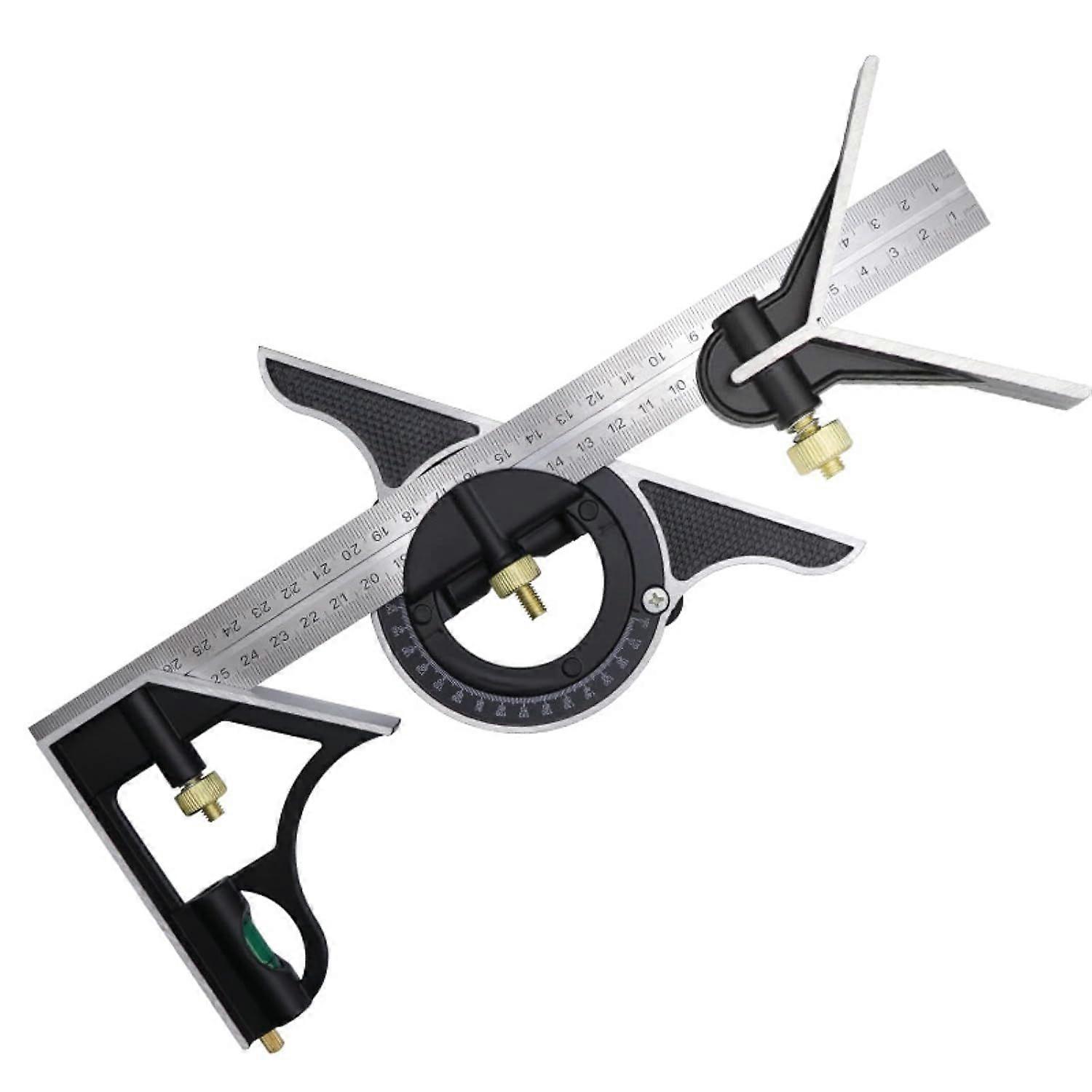 300mm Combination Square, Carpenter's Squares, Stainless Steel Angle Ruler, Combination Square with Spirit Level and Handy Line Pen, Ideal for Carpent