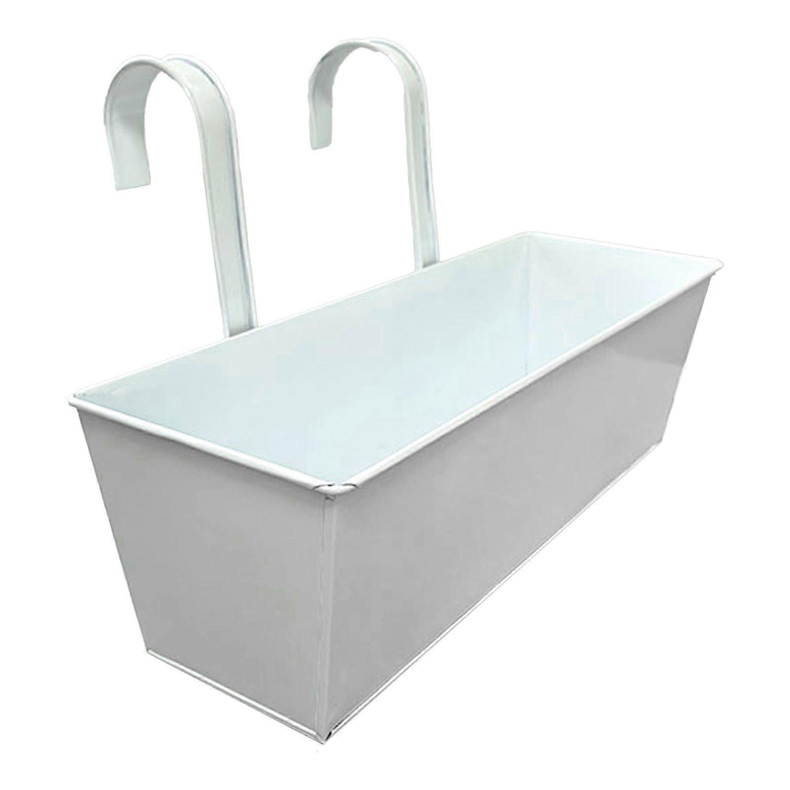 Qinghai Hanging Flower Pot Rectangular Railing Planter with Drainage Hole 16 Inch Planter Box with Hooks for Balcony Porch or Deck Herbs Flowers