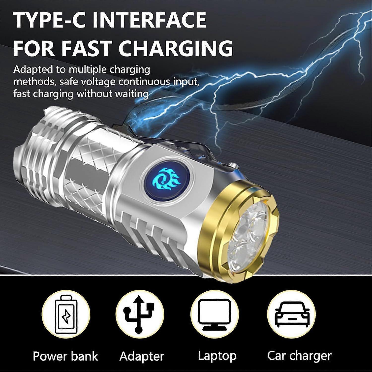 Mini Flashlight 2PCS,Mini Flash Super Power Flashlight, Mini Compact Flashlight, LED Multifunctional Waterproof Mini Flashlight