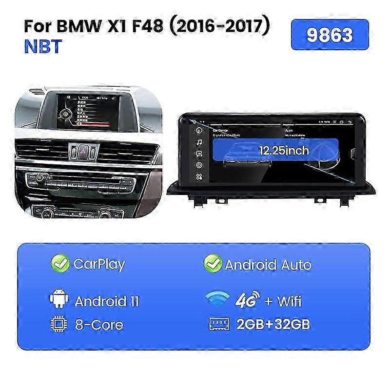 10.25" Car Radio Tape Recorder For BMW X1 F48 X2 F49 2015-2017 NBT System Android 11 MTK8259 6+128G 8Core 360 View DSP 4G LTE