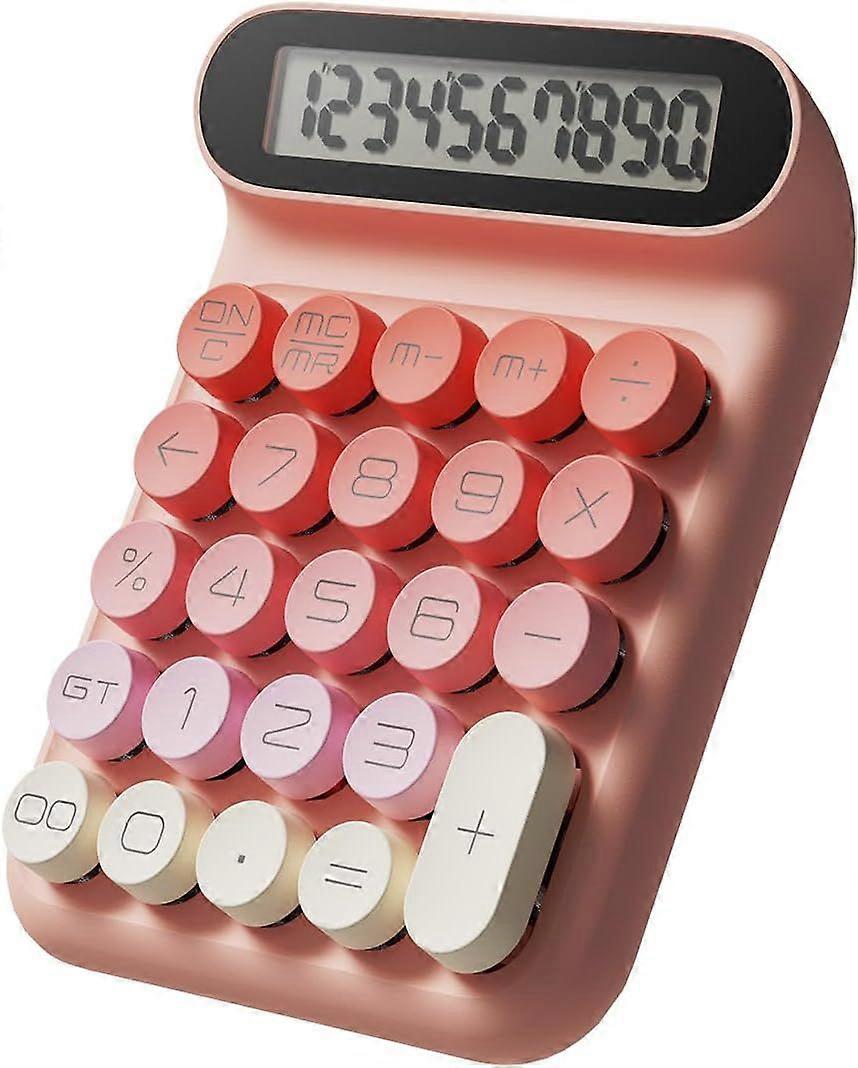 Mechanical Switch Calculator, Basic 10-Digit Desktop Calculator for Office, School, Home, Business Use (Pink)