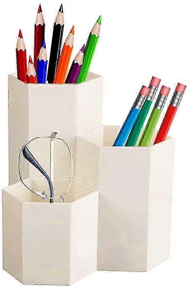 Pencil holder, Set of 3 hexagonal - shaped containers for organizing pencils, glasses and more, Ideal for desk organization
