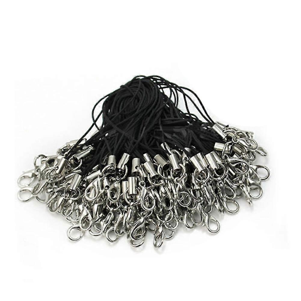 100 Pcs Black Mobile Cell Phone Lanyards Cords Straps Lariat with Lobster Clasps