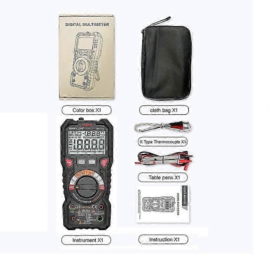 HT118E Multimetro Digitale 20000 Conteggi NCV Tensione Misuratore di Capacità Auto Range True RMS AC DC Multi Tester Flash Light