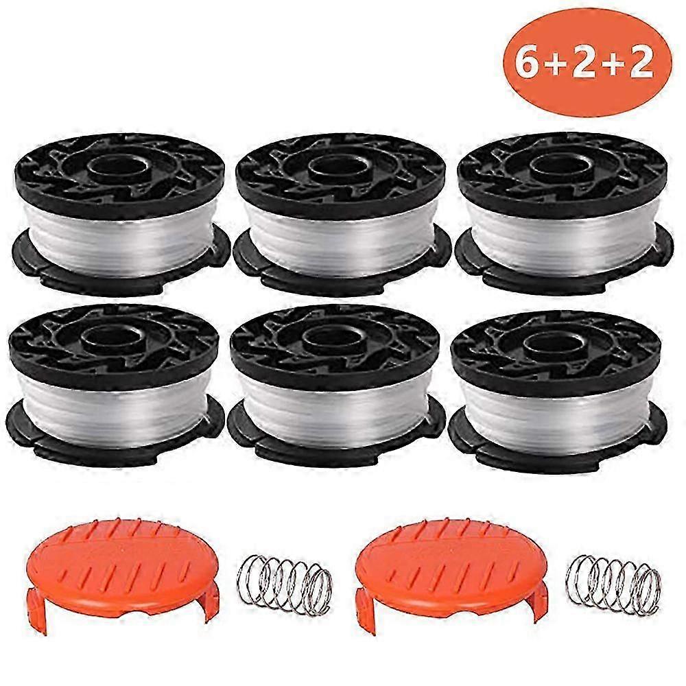 6 pack line spool With 2 covers for replace Black Decker grass trimmers Replacement Spool Weed Eater Cap Autofeed Trimmer