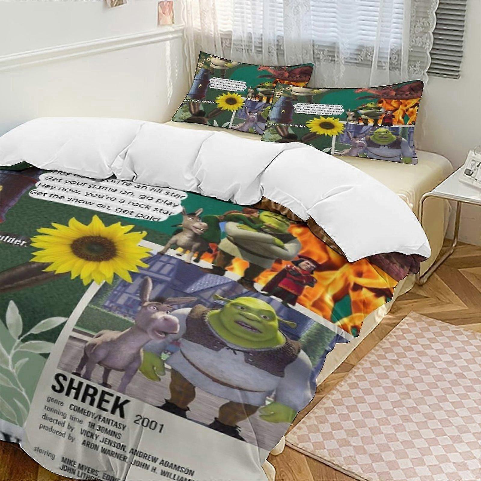 a2315 Lençóis Shrek Conjunto de Cama Capa de Edredão Tema dos Desenhos Animados Lençóis de Quarto Infantil iip2315