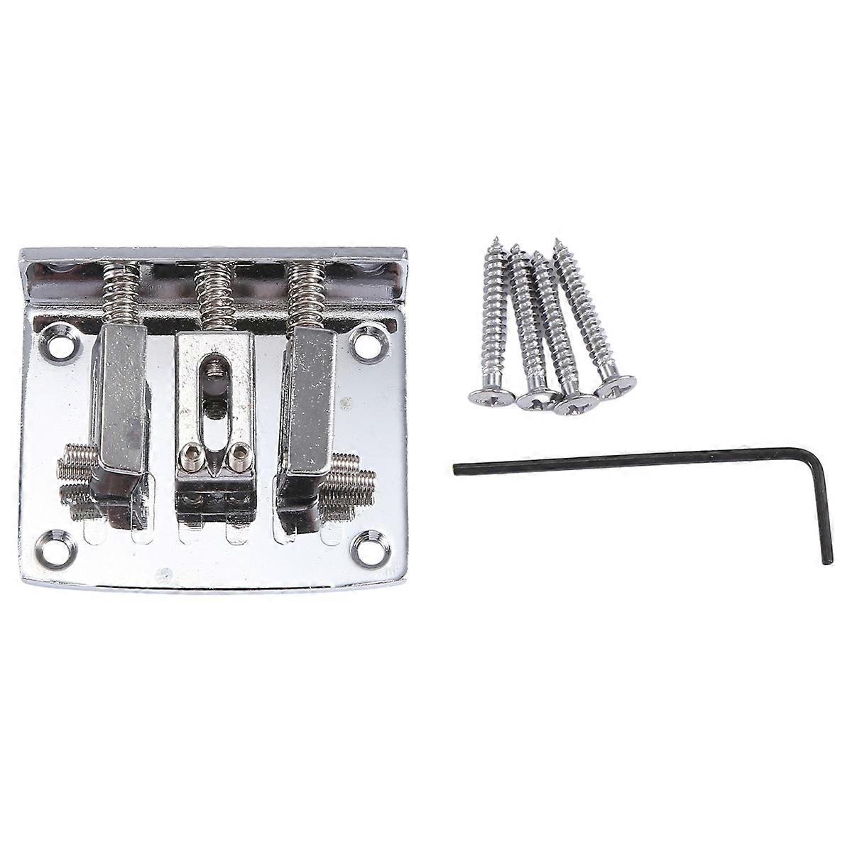 Guitar Parts: 3-string Chrome Adjustable Bridge Silver