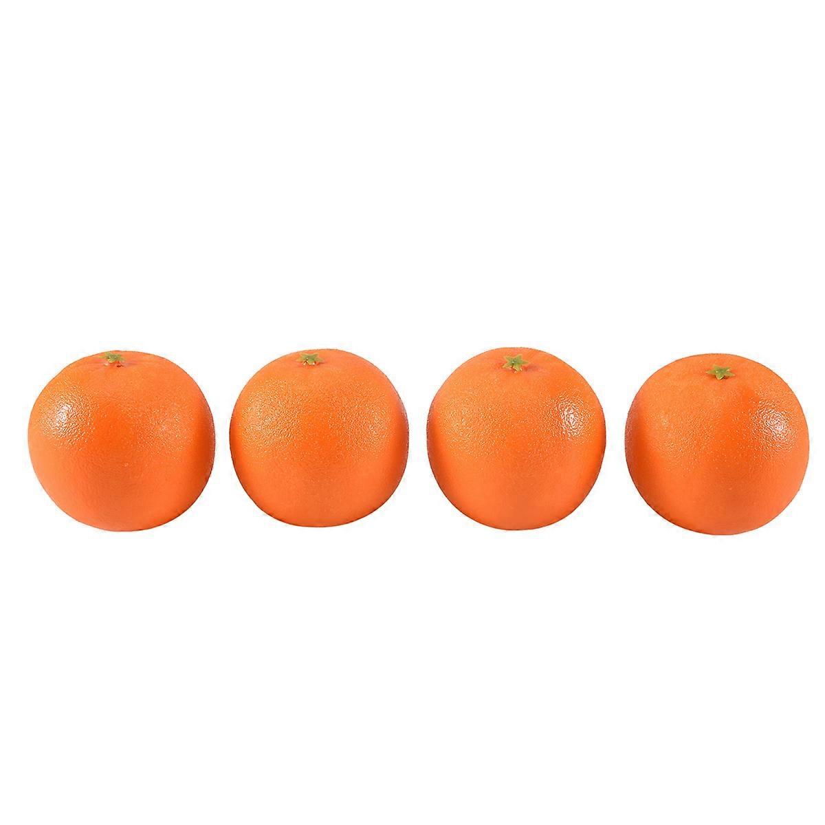4 Pcs Soft Plastic Simulation Orange Fruit Home Decoration Burgundy