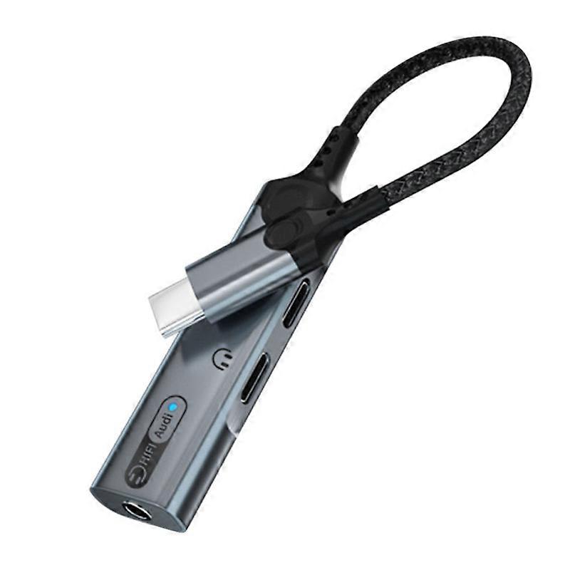 3 in 1 Headphone Jack Adapter PD60W Fast Charging Splitter Type C to 3.5mm DAC Audio Dual Type C Ear