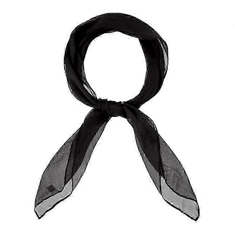 Bayan 50s Şifon Şeffaf Kare Boyun Başörtüsü, Siyah