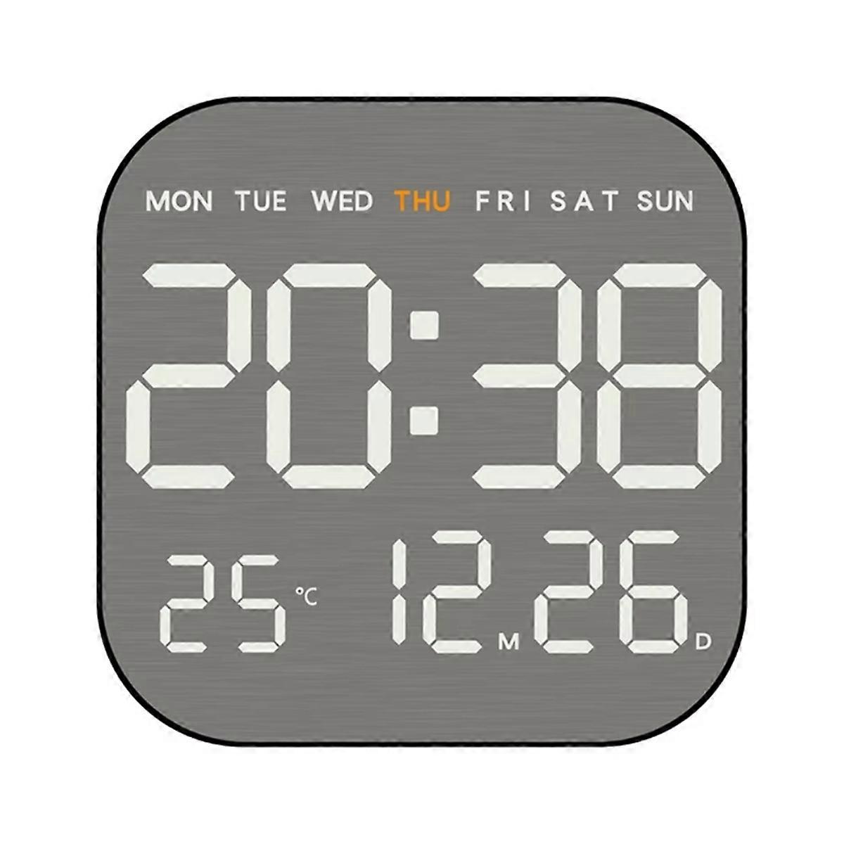 Electronic Wall Clock Wall-Mounted Multi-Functional Digital LED Clocks 12/24H Snooze Alarm Clocks B