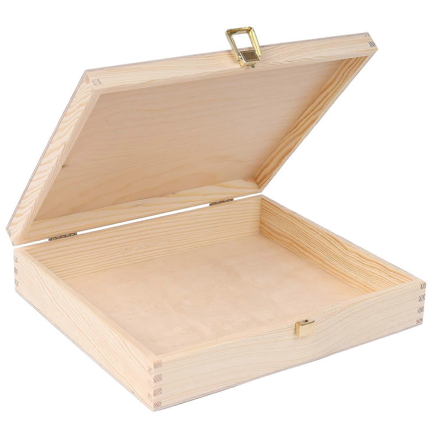 Unpainted Plain Wooden Storage Box for Office 11.41 x 9.84 x 2.55 in