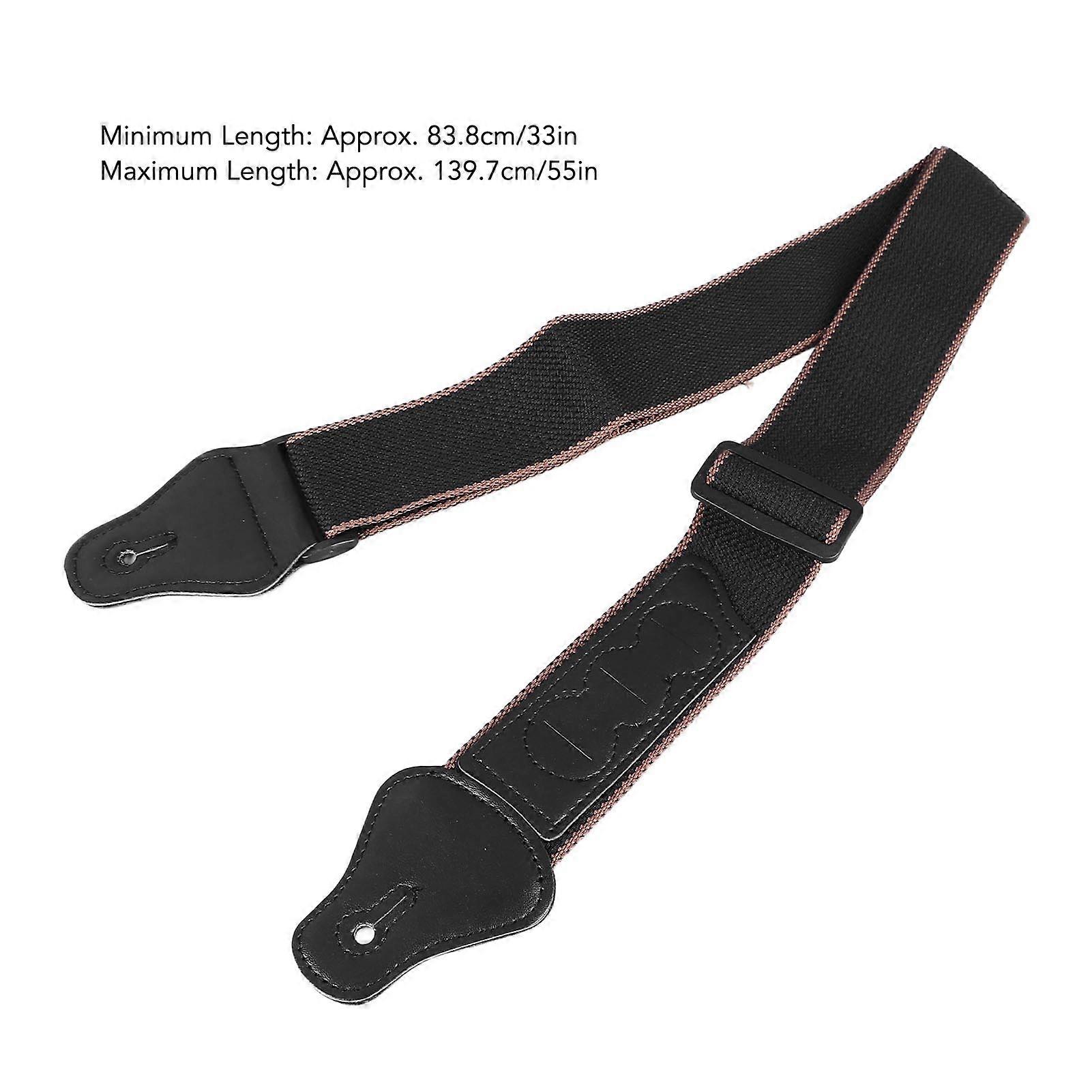 Tracolla per chitarra regolabile in cotone nero vintage con serrature a pulsante