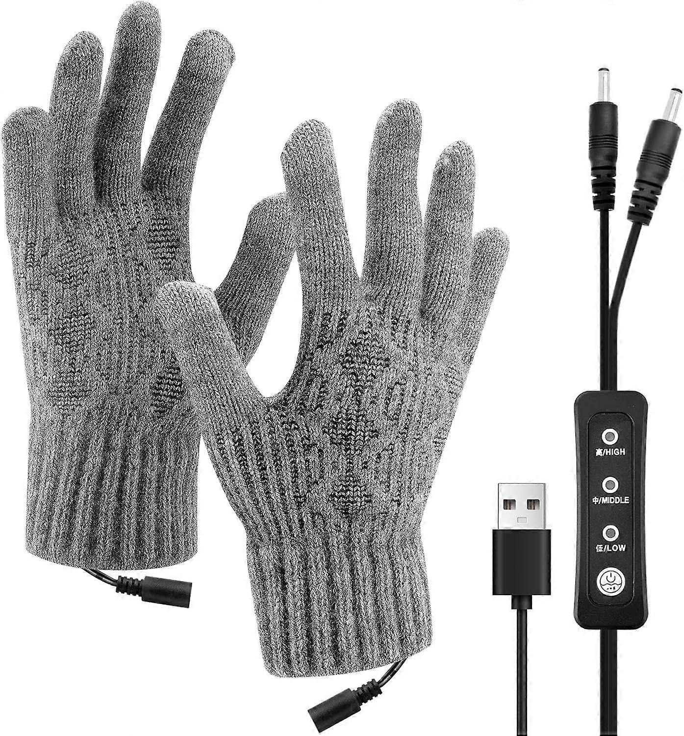 Adjustable Temperature USB Heated Full Knitted Hand Gloves