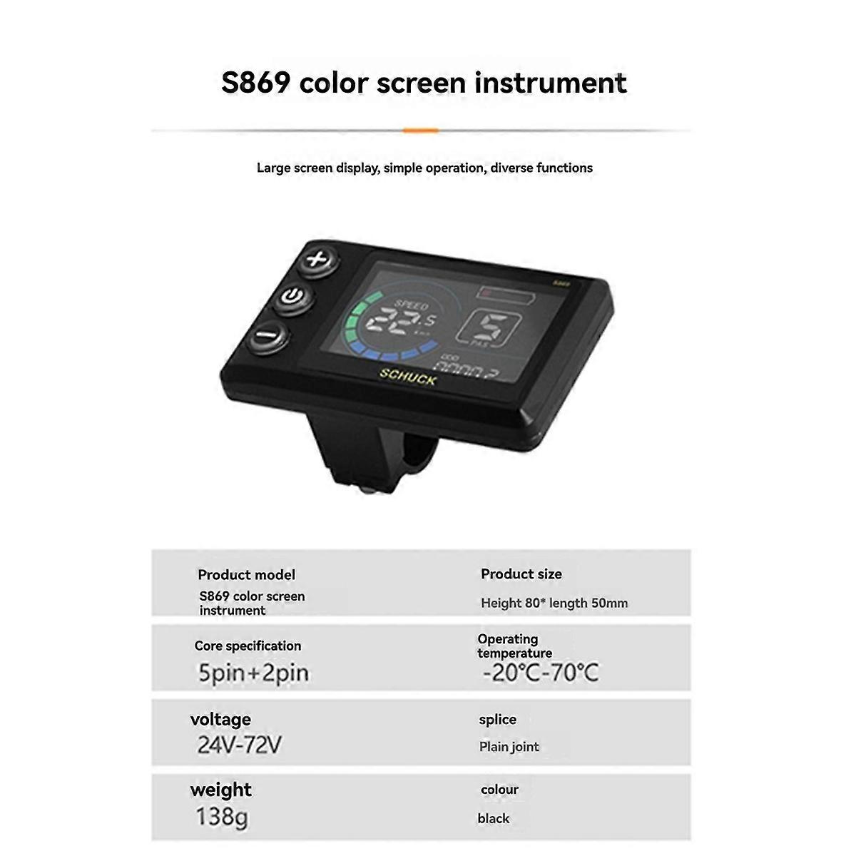 36V 48V 22A Borstlös Styrenhet S869 Meter LCD-Display 24V-72V+Gasreglage för Elscooter Elcykel
