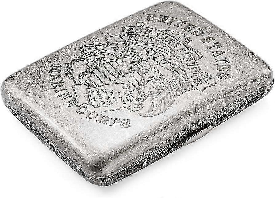 Antika Metal Sigara Kutusu, 16 Sigara İçin, Gravürlü, Zarif Görünüm (4-d-w)