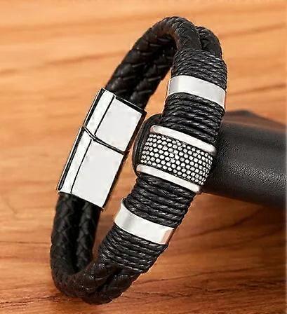 Vintage Woven Mens Leather Rope Wrap Bracelet