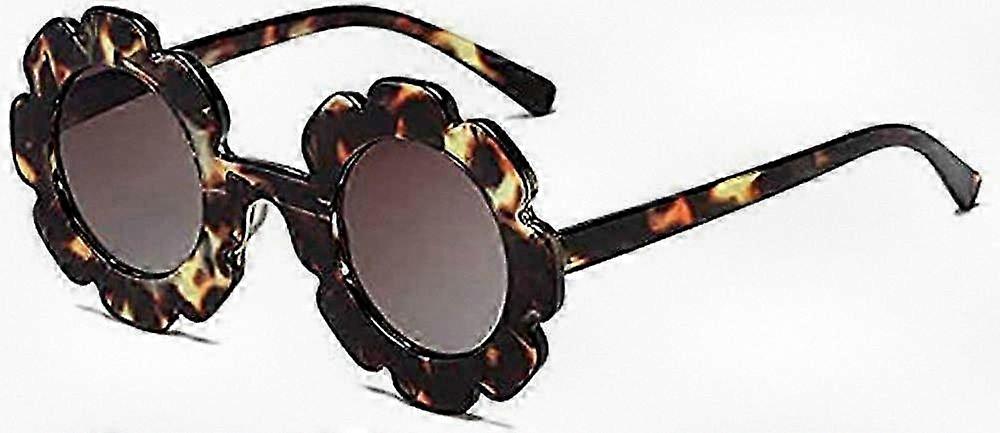 Cute Round Flower Sunglasses for Kids, Stylish Beach Eyewear for Girls, Retro Anti-UV Glasses Suitable for Young Children