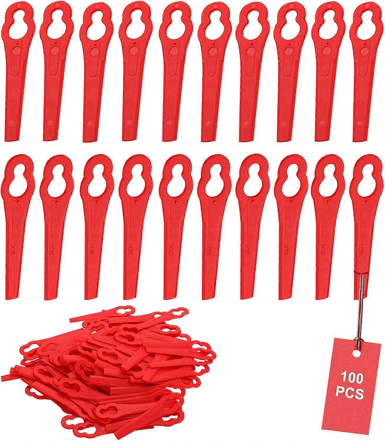 Pack of 100 Plastic Replacement Blades for Red Trimmer Mower Blades Plastic Blade Trimmer FRT18A FRT18A1 Kunst 46155 FRT20A1 Accessory