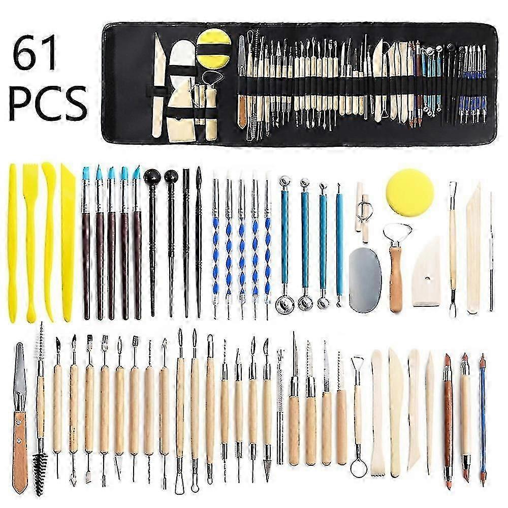 61pcs Polymer Clay Ball Stylus Dotting Modeling Clay Sculpting Tool Set Rock Painting Kit For Sculpture Pottery