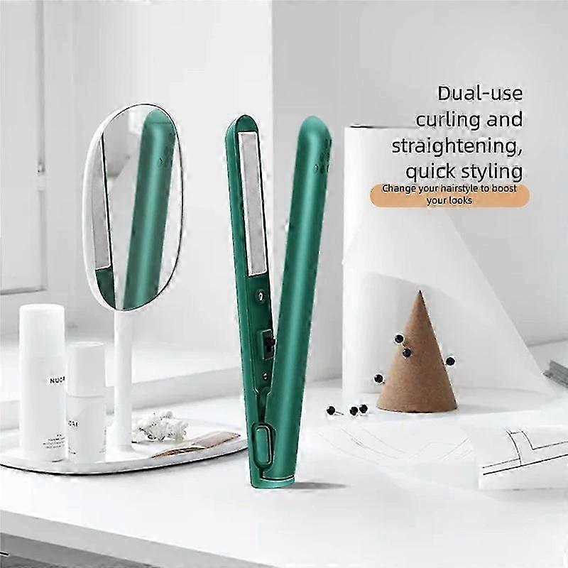 2025 Mini USB Hair Straightener & Curler 2-in-1 Tourmaline Ceramic Flat Iron 5V Low Voltage Compact Travel Styler Green / White / Pink / Blue