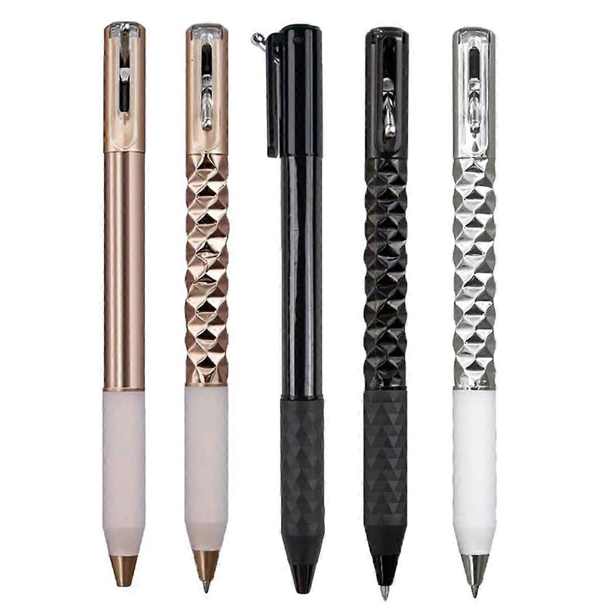 5stk sprød sensorisk pen, 0,5 mm geometrisk crinkle design fidget pen, tekstureret greb, udtrækkelig wri