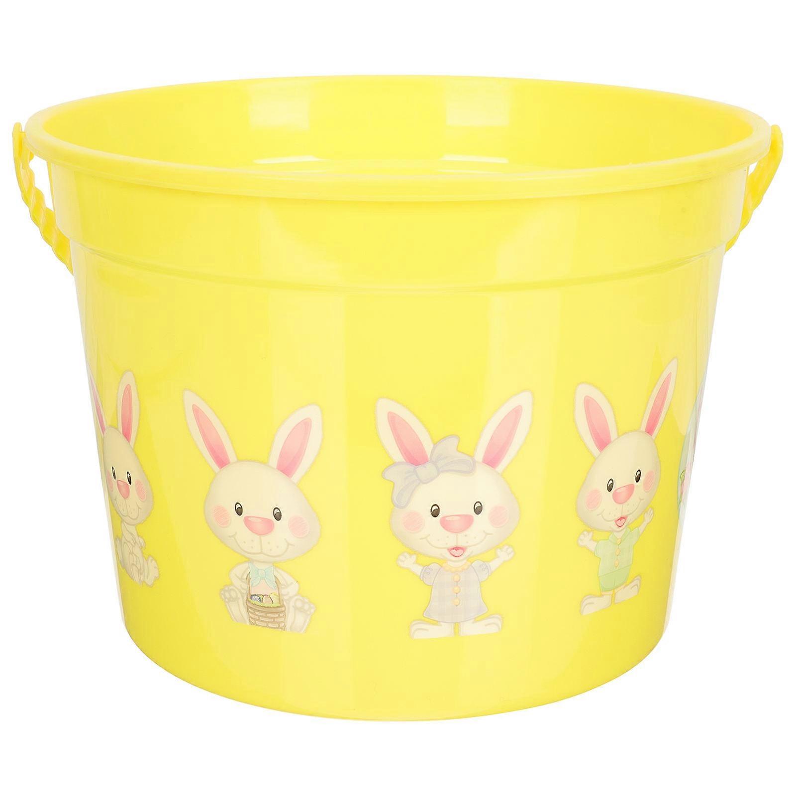 Plastic Beach Bucket with Handle for Sand Storage – Bunny Design Outdoor Activity Bucket for Kids